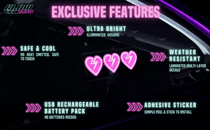 Broken Hearts - v2.5 USB Rechargeable - Illuminated Adhesive Decal