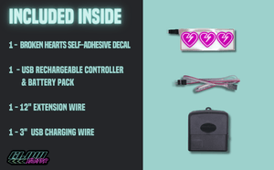 Broken Hearts - v2.5 USB Rechargeable - Illuminated Adhesive Decal