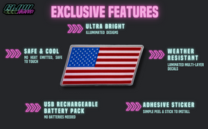 American Flag - v3.0 Remote Control USB Rechargeable Illuminated Adhesive Decal