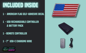 American Flag - v3.0 Remote Control USB Rechargeable Illuminated Adhesive Decal
