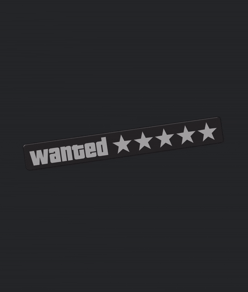 Wanted 5-Star - v2.5 Rechargeable Illuminated Adhesive Decal - 5 Flashing Modes